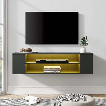 WAMPAT Floating TV Stand Shelf Wall Mounted Entertainment Center Floating Cabinet Media Hutch Under TV, 39 Inch