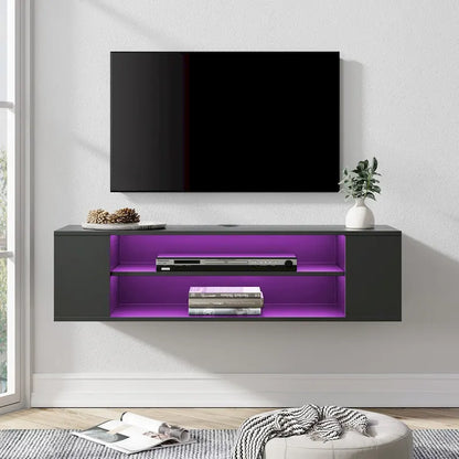 WAMPAT Floating TV Stand Shelf Wall Mounted Entertainment Center Floating Cabinet Media Hutch Under TV, 39 Inch