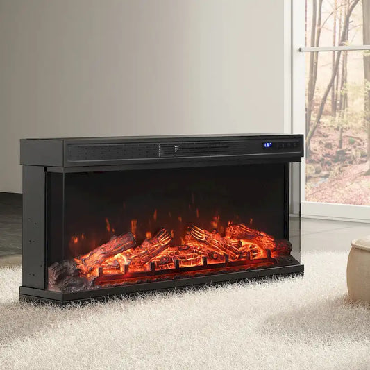 WAMPAT 36 inch 3 Sided Glass Electric Fireplace InsertBlack