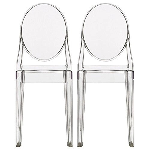 Stackable Mid Century Modern Crystal Clear Side Chairs Dining Living Room Transparent No Arms Accent Desk