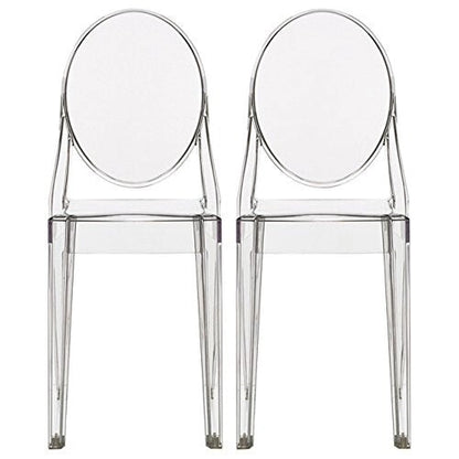 Stackable Mid Century Modern Crystal Clear Side Chairs Dining Living Room Transparent No Arms Accent Desk