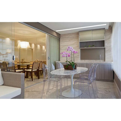 Stackable Mid Century Modern Crystal Clear Side Chairs Dining Living Room Transparent No Arms Accent Desk