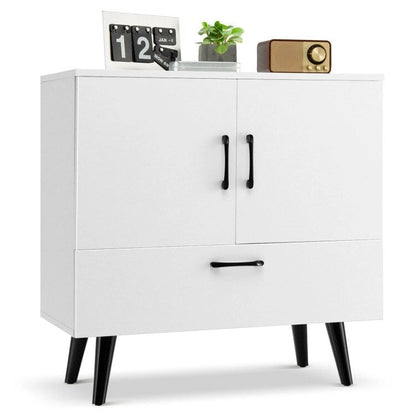 Modern Floor Storage Cabinet with 2 Doors and 1 Pull-out Drawer - 30 x 16 x 31 (L x W x H)