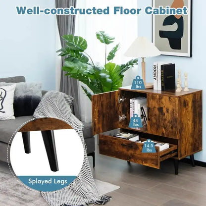 Modern Floor Storage Cabinet with 2 Doors and 1 Pull-out Drawer - 30 x 16 x 31 (L x W x H)