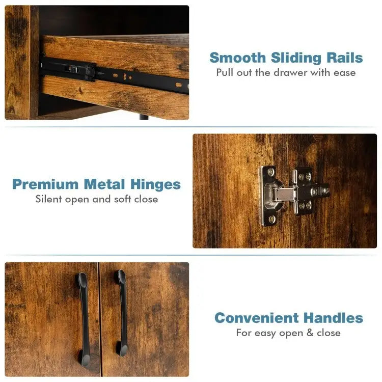 Modern Floor Storage Cabinet with 2 Doors and 1 Pull-out Drawer - 30 x 16 x 31 (L x W x H)