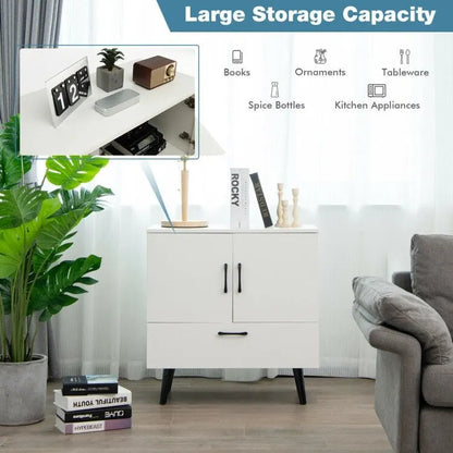 Modern Floor Storage Cabinet with 2 Doors and 1 Pull-out Drawer - 30 x 16 x 31 (L x W x H)