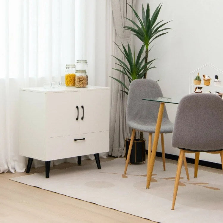 Modern Floor Storage Cabinet with 2 Doors and 1 Pull-out Drawer - 30 x 16 x 31 (L x W x H)