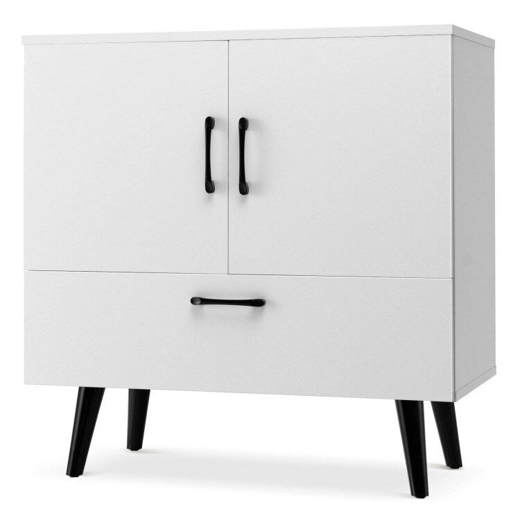 Modern Floor Storage Cabinet with 2 Doors and 1 Pull-out Drawer - 30 x 16 x 31 (L x W x H)