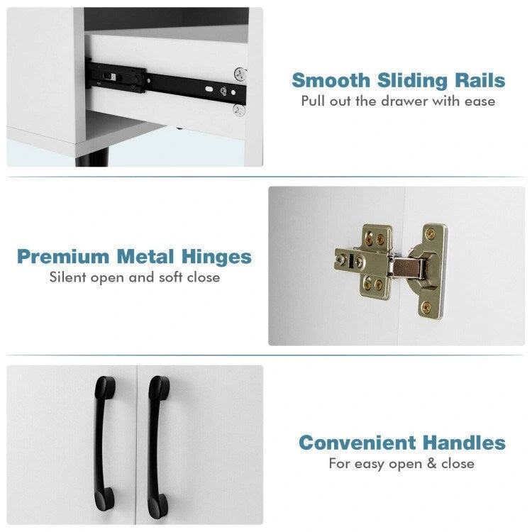 Modern Floor Storage Cabinet with 2 Doors and 1 Pull-out Drawer - 30 x 16 x 31 (L x W x H)