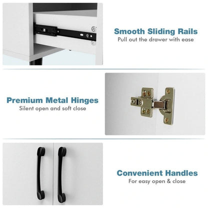 Modern Floor Storage Cabinet with 2 Doors and 1 Pull-out Drawer - 30 x 16 x 31 (L x W x H)