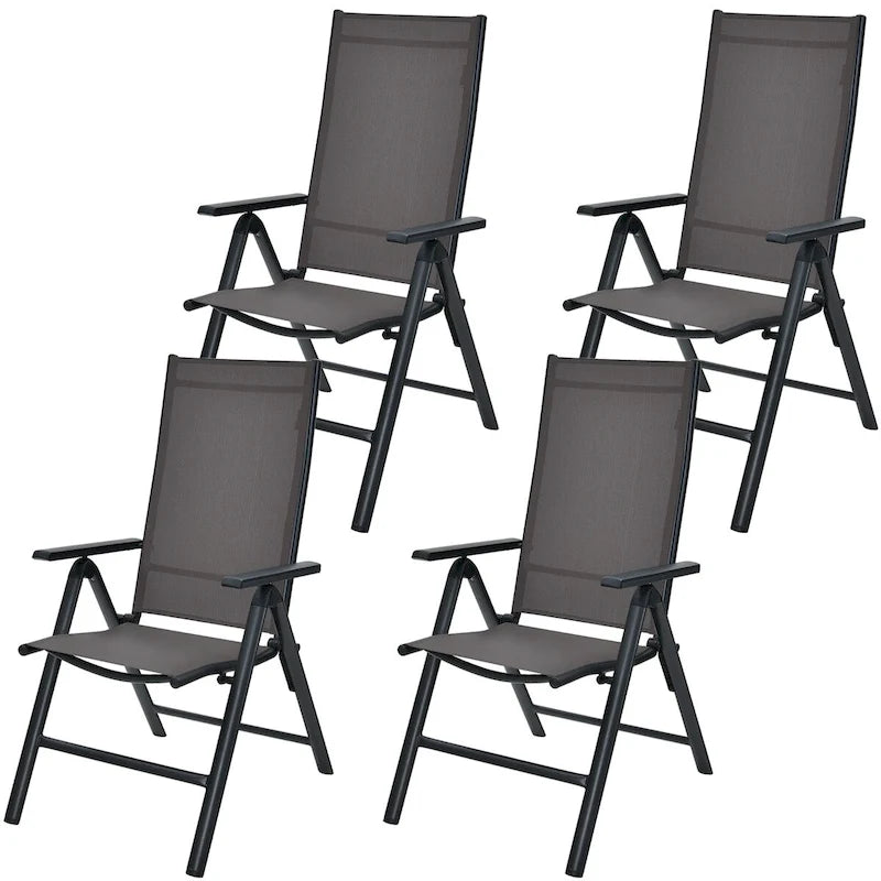 Costway 4PCS Patio Folding Dining Chairs Aluminium Adjustable Back - See details