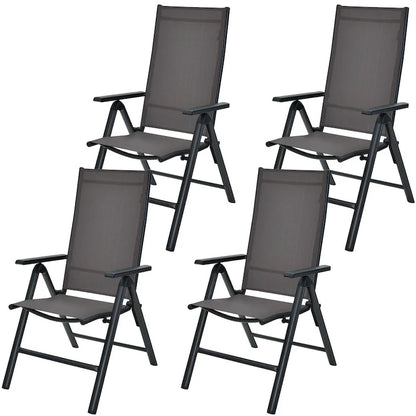 Costway 4PCS Patio Folding Dining Chairs Aluminium Adjustable Back - See details