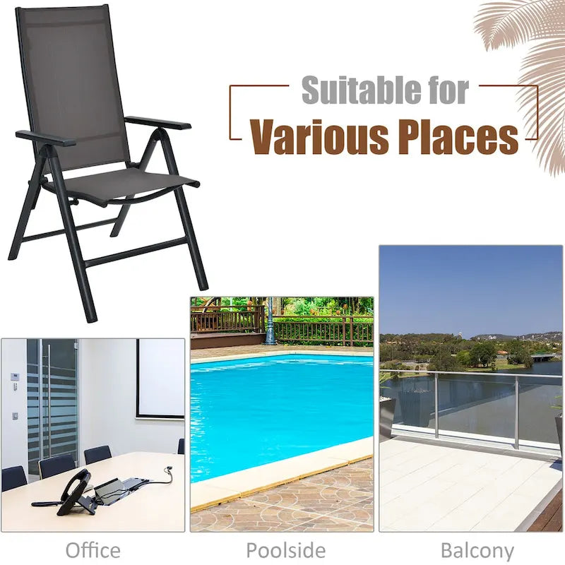 Costway 4PCS Patio Folding Dining Chairs Aluminium Adjustable Back - See details