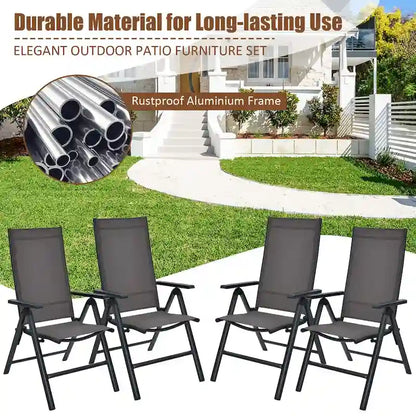 Costway 4PCS Patio Folding Dining Chairs Aluminium Adjustable Back - See details