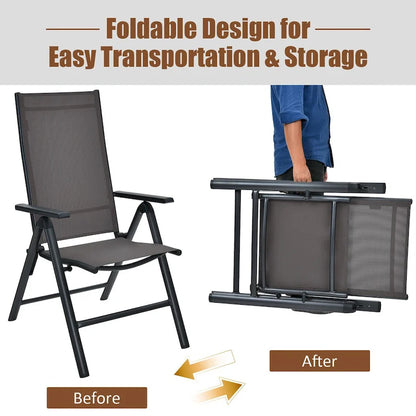 Costway 4PCS Patio Folding Dining Chairs Aluminium Adjustable Back - See details