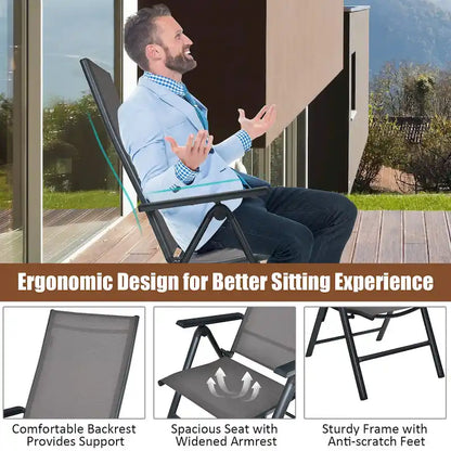 Costway 4PCS Patio Folding Dining Chairs Aluminium Adjustable Back - See details