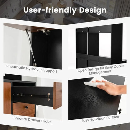 71 Inch Kitchen Pantry with 3 Storage Cabinet and 3 Deep Drawers