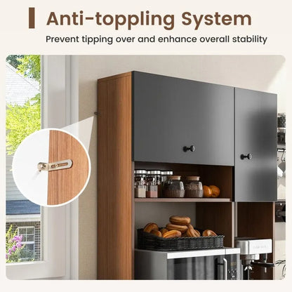 71 Inch Kitchen Pantry with 3 Storage Cabinet and 3 Deep Drawers