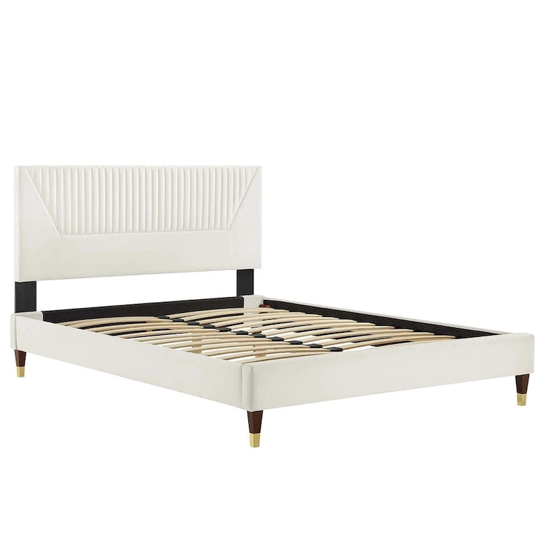 Yasmine Channel Tufted Performance Velvet King Platform Bed