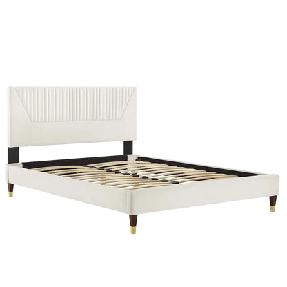 Yasmine Channel Tufted Performance Velvet King Platform Bed