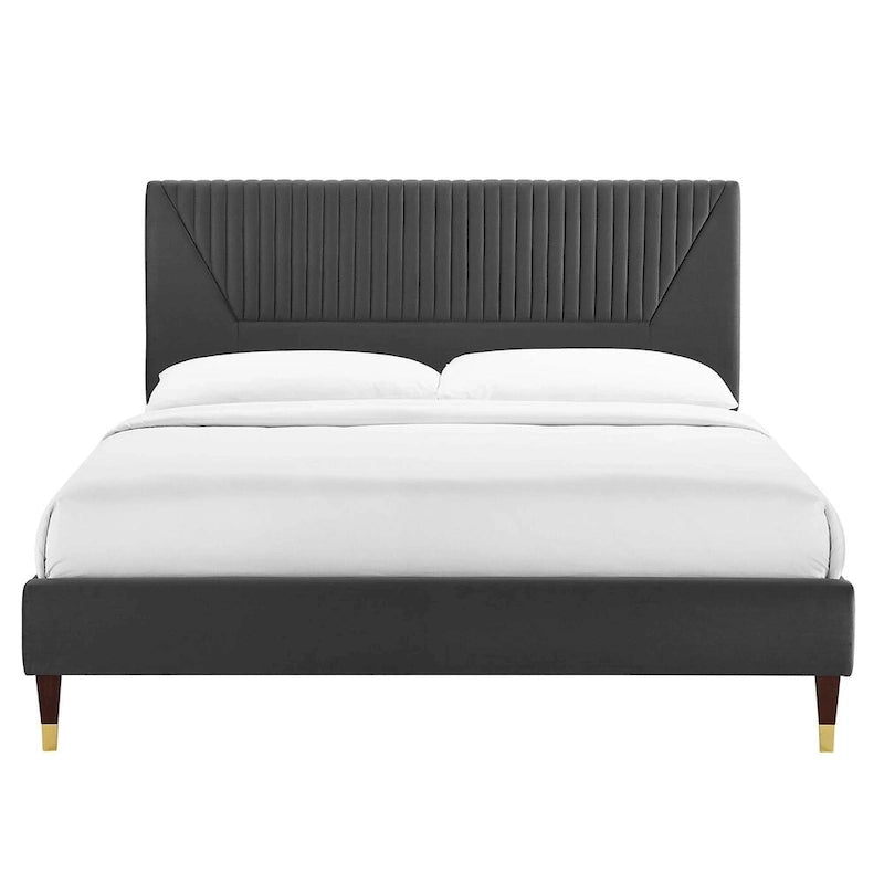 Yasmine Channel Tufted Performance Velvet King Platform Bed