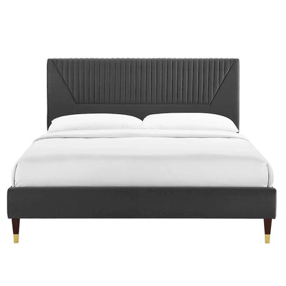 Yasmine Channel Tufted Performance Velvet King Platform Bed