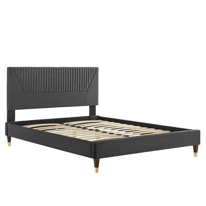 Yasmine Channel Tufted Performance Velvet King Platform Bed