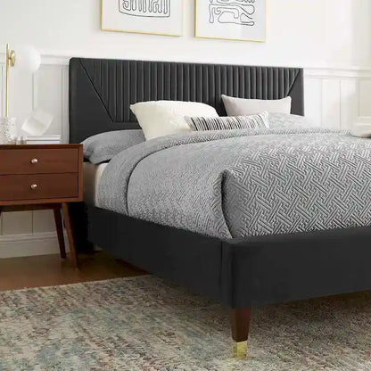Yasmine Channel Tufted Performance Velvet King Platform Bed