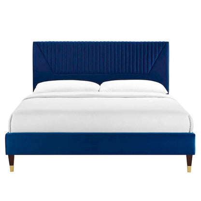 Yasmine Channel Tufted Performance Velvet King Platform Bed