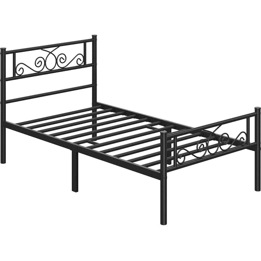 Yaheetech Graceful Scroll Metal-Framed Bed Iron Twin Bed Foundation