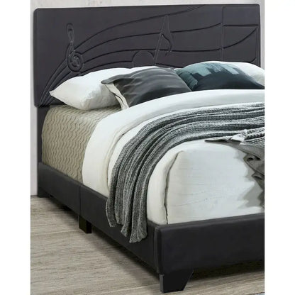 All-in-One Upholstered Black Bed