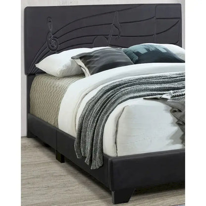 All-in-One Upholstered Black Bed