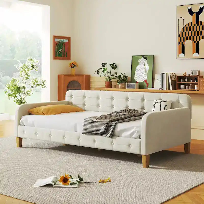 Upholstered Daybed with 4 Support Legs