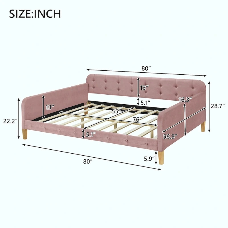 Upholstered Daybed with 4 Support Legs