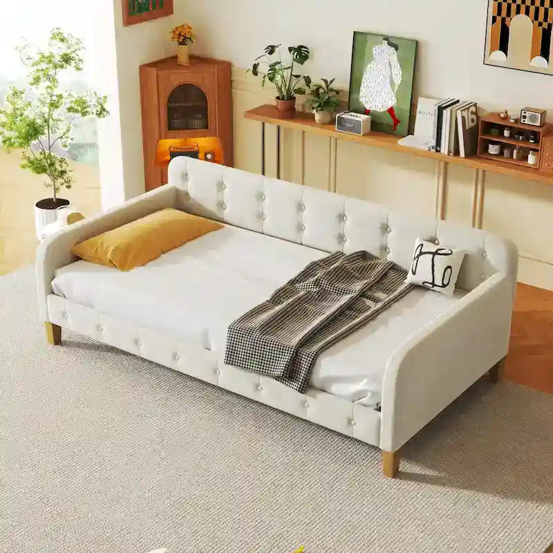 Upholstered Daybed with 4 Support Legs