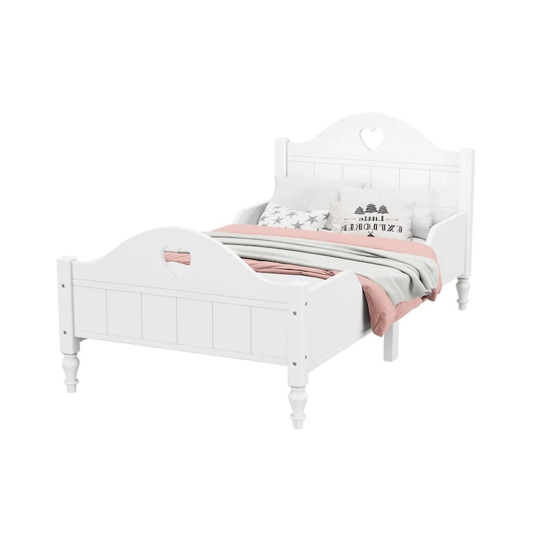 Macaron Twin Size Toddler Bed with Side Safety Rails and Headboard and Footboard,Light Pink