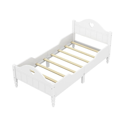 Macaron Twin Size Toddler Bed with Side Safety Rails and Headboard and Footboard,Light Pink