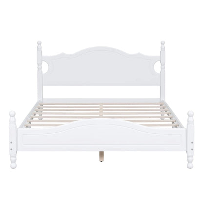 Retro Style Platform Bed with Wooden Slat Support