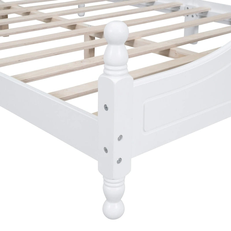 Retro Style Platform Bed with Wooden Slat Support