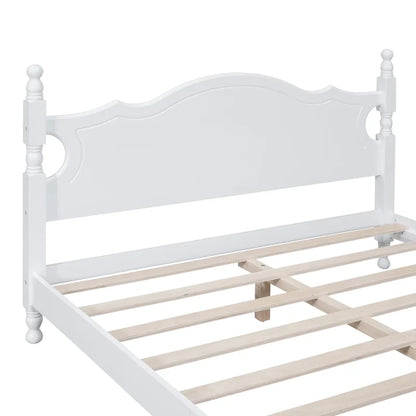 Retro Style Platform Bed with Wooden Slat Support
