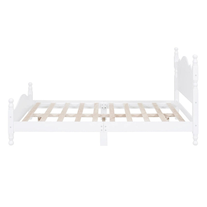 Retro Style Platform Bed with Wooden Slat Support