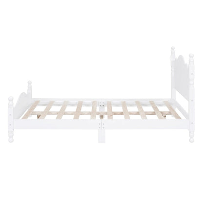 Retro Style Platform Bed with Wooden Slat Support