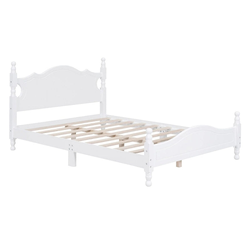 Retro Style Platform Bed with Wooden Slat Support
