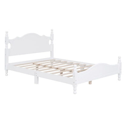 Retro Style Platform Bed with Wooden Slat Support