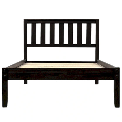 Wood Platform Bed with Headboard/ Slat