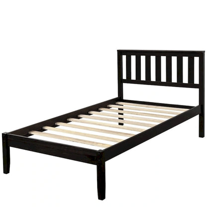 Wood Platform Bed with Headboard/ Slat