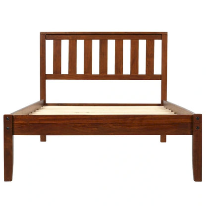 Wood Platform Bed with Headboard/ Slat