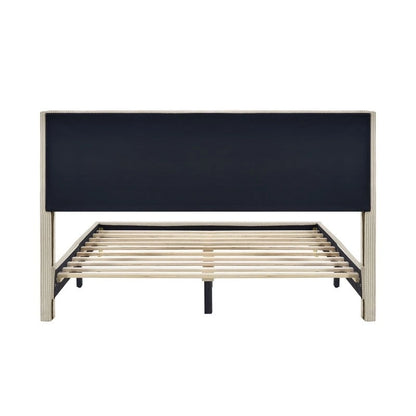Queen Size Corduroy Platform Bed with Metal Legs