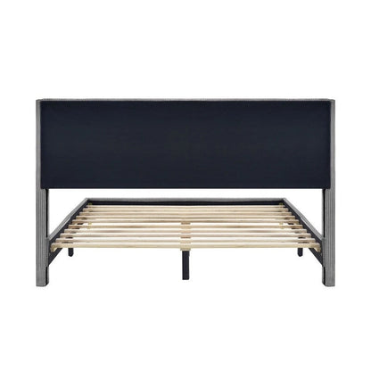 Queen Size Corduroy Platform Bed with Metal Legs