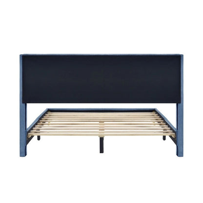 Queen Size Corduroy Platform Bed with Metal Legs